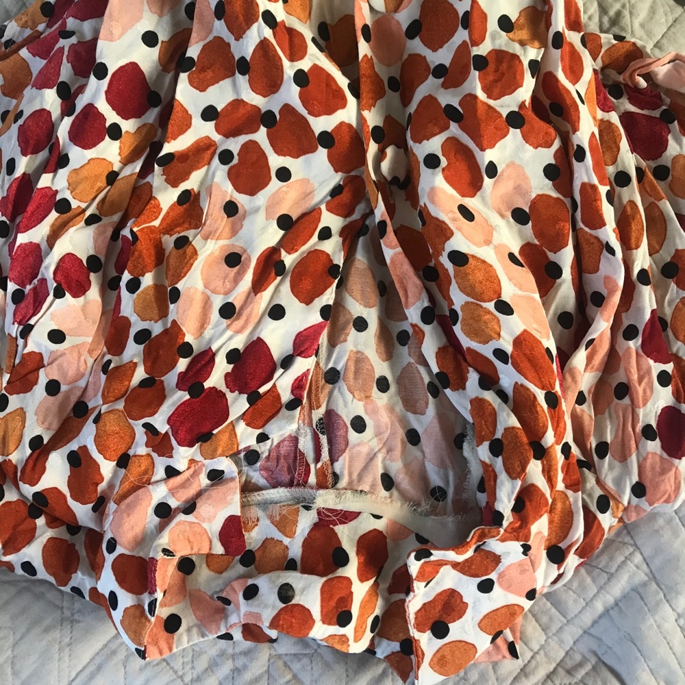 Statement Button Down Vintage Orange Abstract Dot - image 4